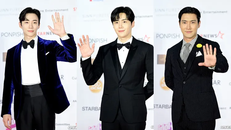李俊昊（左起）、金宣虎、崔始源西裝造型各有特色。翻攝OSEN