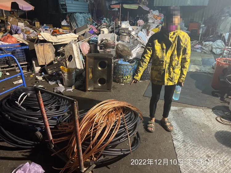 林姓男子把贓物電纜線載到回收廠低價賤賣。讀者提供