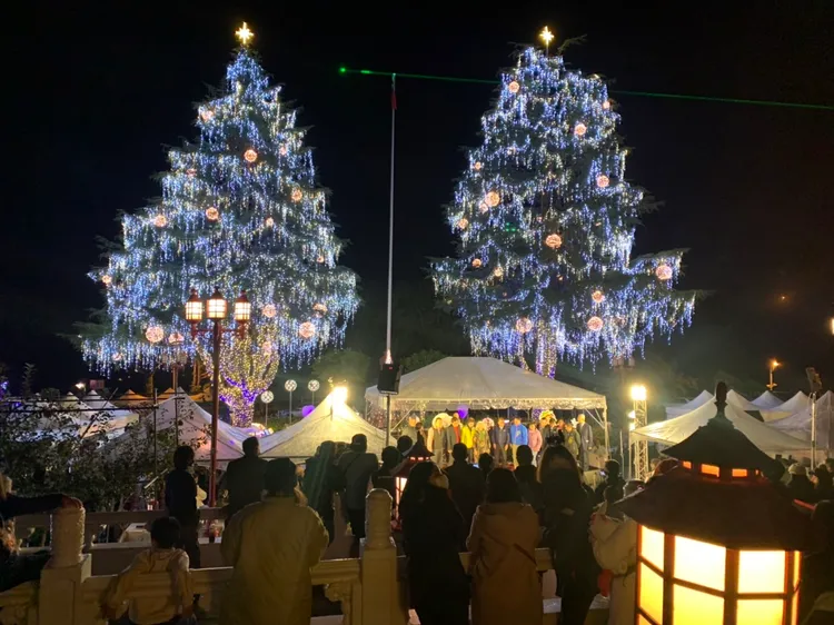 全國最高海拔的梨山聖誕樹12月1日正式點燈。曾雪蒨攝