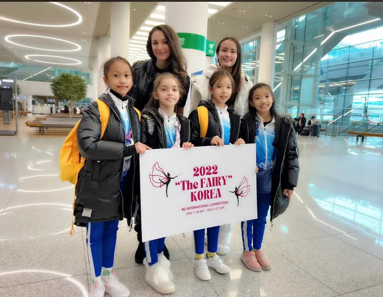 瑞莎帶體操小將到韓國參賽。翻攝瑞莎臉書