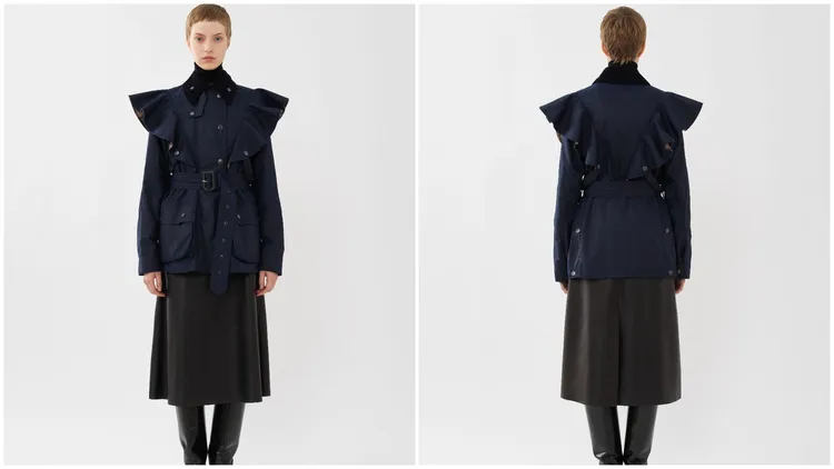 Chloé x Barbour聯名Dustyn深藍色夾克，6萬7400元。品牌提供