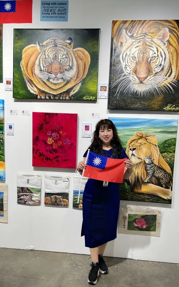 台中琯予藝術館館長黃琯予上周到美國舉行畫展，為台灣拓展國際藝術外交。黃琯予提供