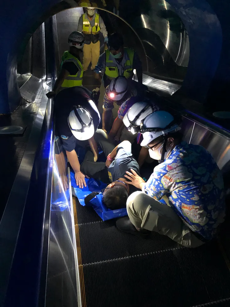 水族館救災演練。花蓮海洋公園提供