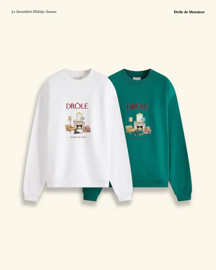 Drôle de Monsieur節日限定膠囊系列印花長袖大學衫，各5980元。ARTIFACTS提供