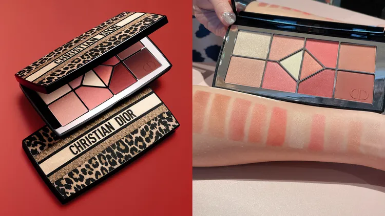 Dior時尚豹紋彩盤手部試色。左圖品牌提供、右圖張家玲攝