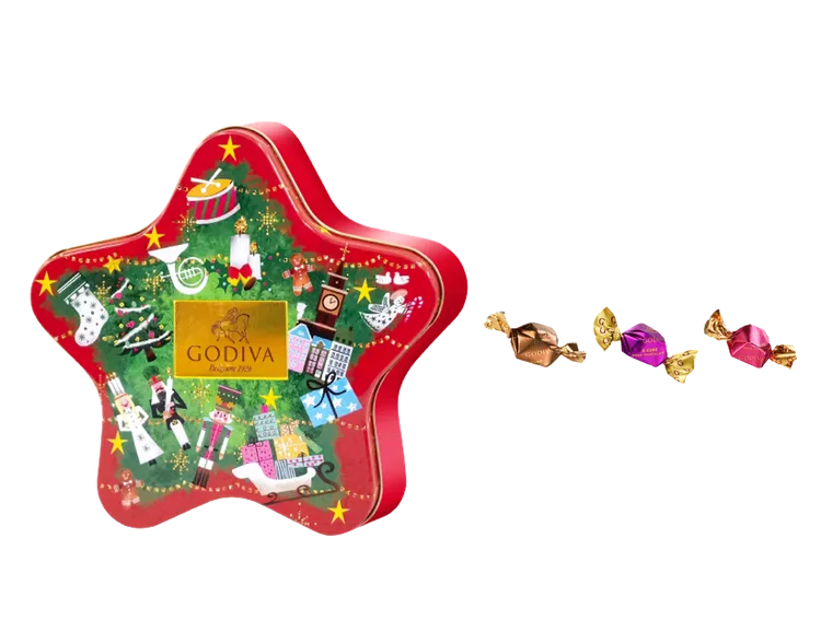 聖誕G Cube松露造型巧克力鐵盒12顆裝，售價980元，GODIVA。業者提供