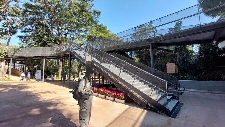「天空步道」是這次動物園改造最大亮點，順著園區原有喬木穿梭興建。凃建豐攝