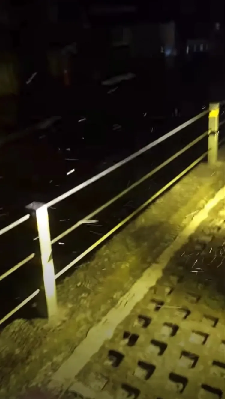 網友拍下合歡山於凌晨2時許，降下今年第一場雪。出自臺灣追雪團