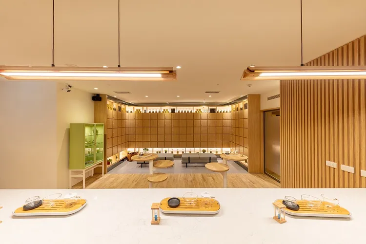 打造「五感茶體驗」，木質調設計、茶元素點綴、場域茶香芬芳、特色品茗體驗，帶來對台灣茶的全新認知。小鹿文娛提供