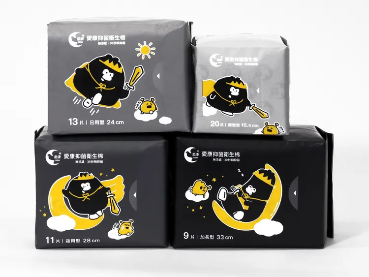 愛康x奧樂雞聯名系列之抑菌衛生棉。業者提供