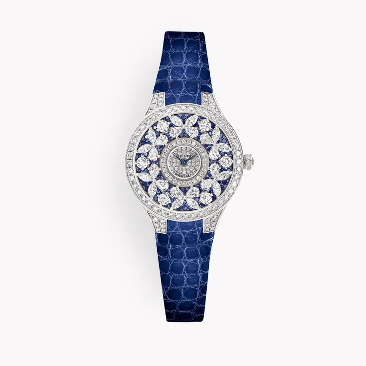 Classic Butterfly 18K白金鑽石及藍寶石腕錶，約430萬元。翻攝GRAFF官網