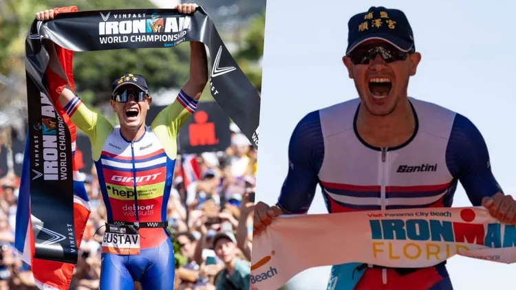 三鐵好手伊登戴順澤宮宮帽衝線。翻攝Gustav Iden IG