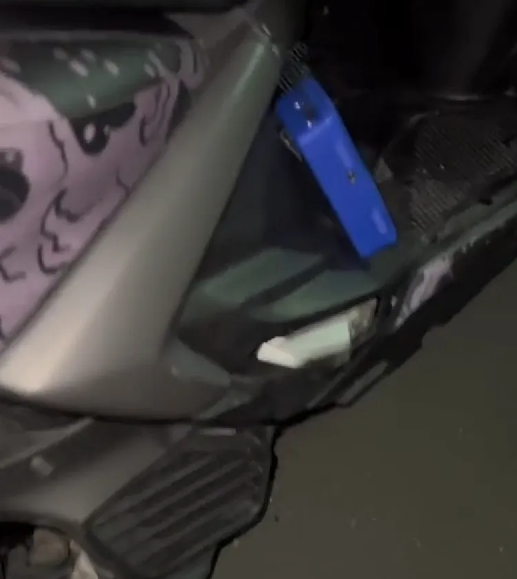 機車上加裝打氣機。翻攝抖音（TikTok）