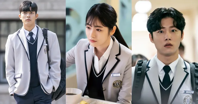 羅門（左圖起）、辛叡恩、徐志焄過去常演校園劇，《第三人稱復仇》再穿制服。Disney+提供