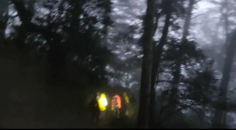 在晚間6時許順利到達登山口。民眾提供