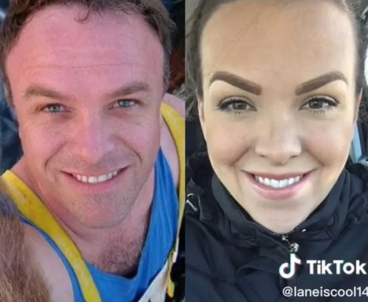 美國女子蓮恩（右）完全是生父（左）的翻版。翻攝TikTok@laneiscool14