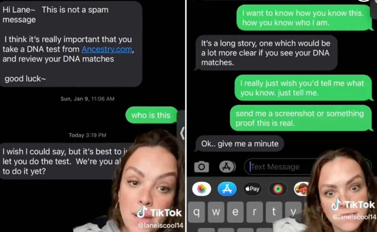 蓮恩在網路分享她的離奇身世以及發現的過程。翻攝TikTok@laneiscool14