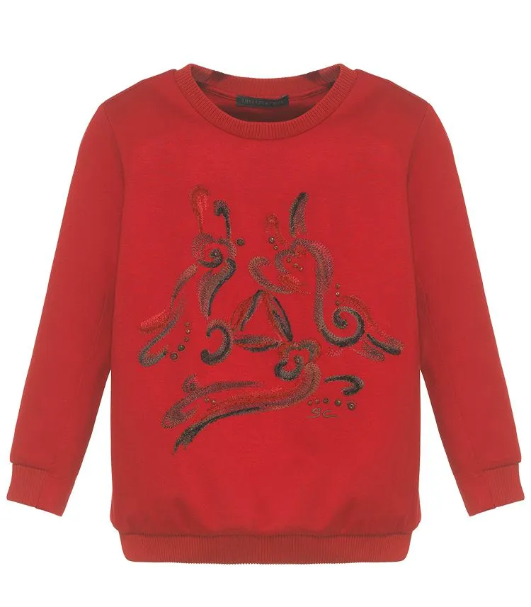 水墨兔型圖騰舒適長袖衛衣童裝款,1萬8800元。品牌提供