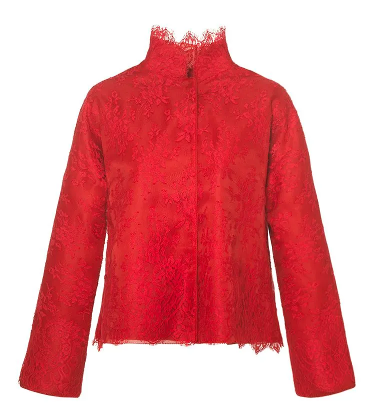 SHIATZY CHEN蕾絲中式立領羊毛外套,5萬800元。品牌提供