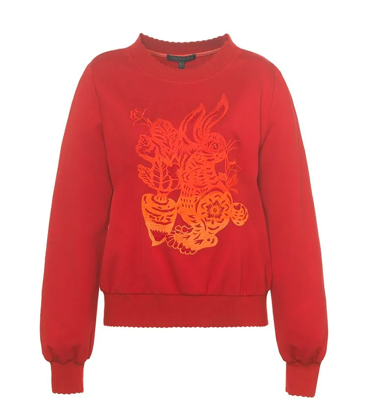 兔型版畫圖騰舒適長袖上衣,2萬2800元。品牌提供