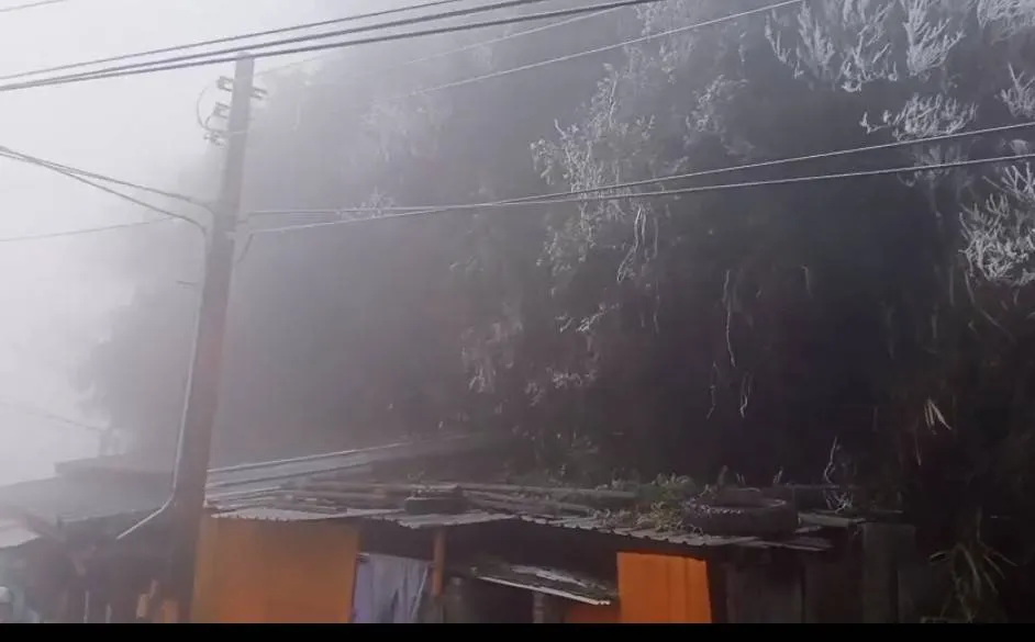 新竹县尖石乡宇老观景台，今天（18日）清晨出现0度低温。民众提供