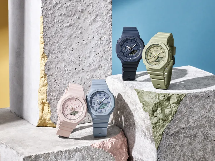 GMA-SA2100BA腕錶有多種色款，各3600元。品牌提供