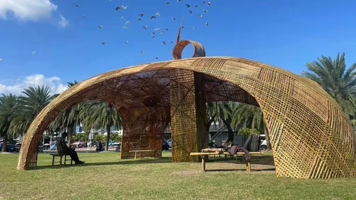 巨型竹編藝術品「Taloan 打魯岸 」　超吸睛！花縣原民處邀民眾來打卡