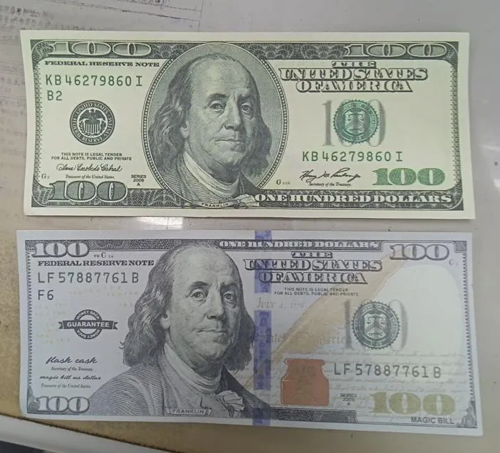 臺銀板橋分行查獲的假美鈔。翻攝畫面