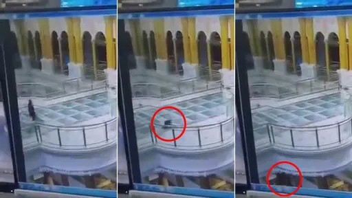 影片|商場4樓玻璃空橋「缺一塊」 他講電話邊走路墜洞摔死