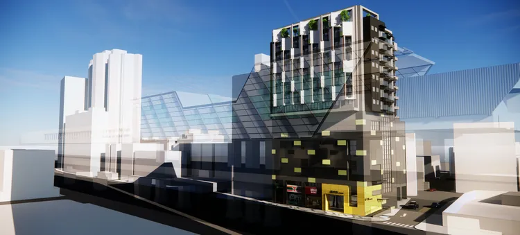 捷運景平站開發後模擬圖。新北市政府提供