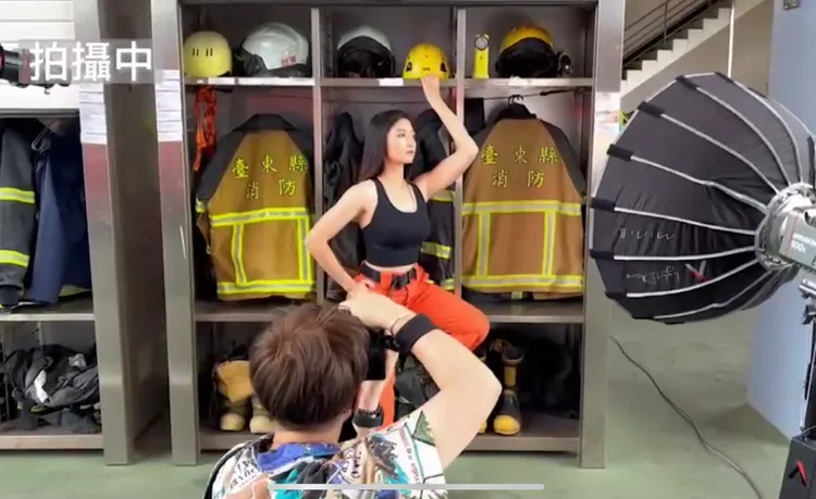 拍攝花絮。台東縣消防局提供