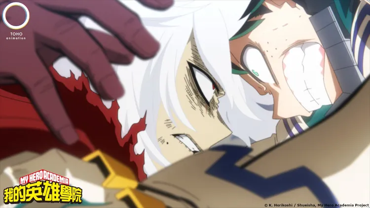 綠谷（右）和死柄木在《我的英雄學院 第五季》對決。羚邦集團