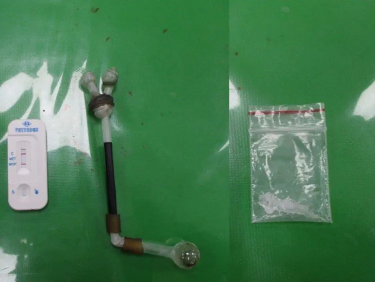 警方起獲安非他命及吸食器。翻攝畫面