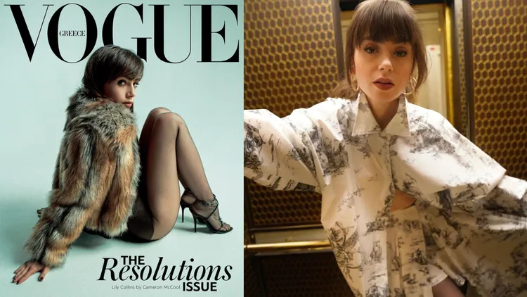 話題劇《艾蜜莉在巴黎》女主、好萊塢女星莉莉柯林斯，近日洗版國際時尚刊物封面，但她1頭扎實的法式劉海，卻迎來了兩面倒的評價。翻攝lilyjcollins IG