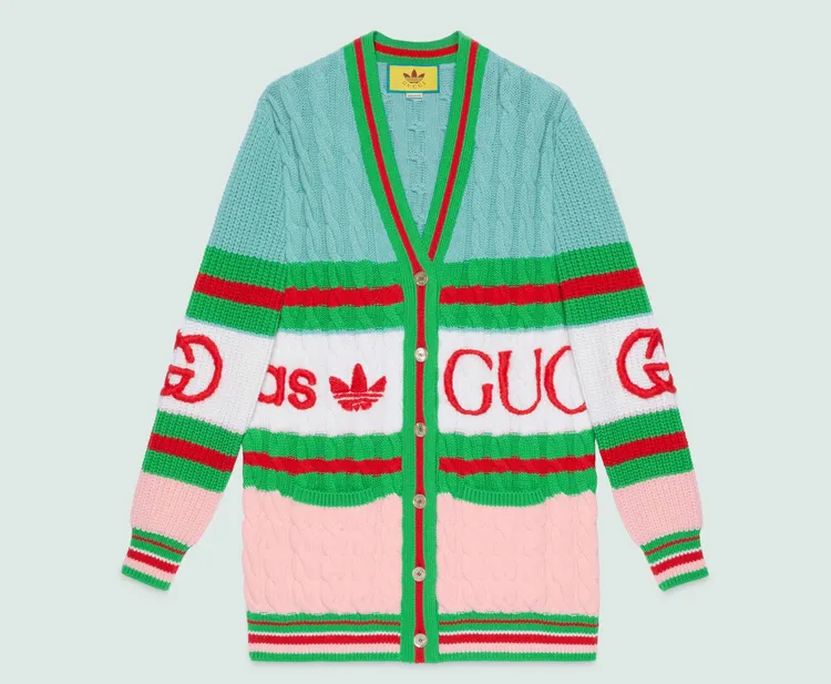 adidas x Gucci聯名系列羊毛開襟衫，8萬3000元。品牌提供