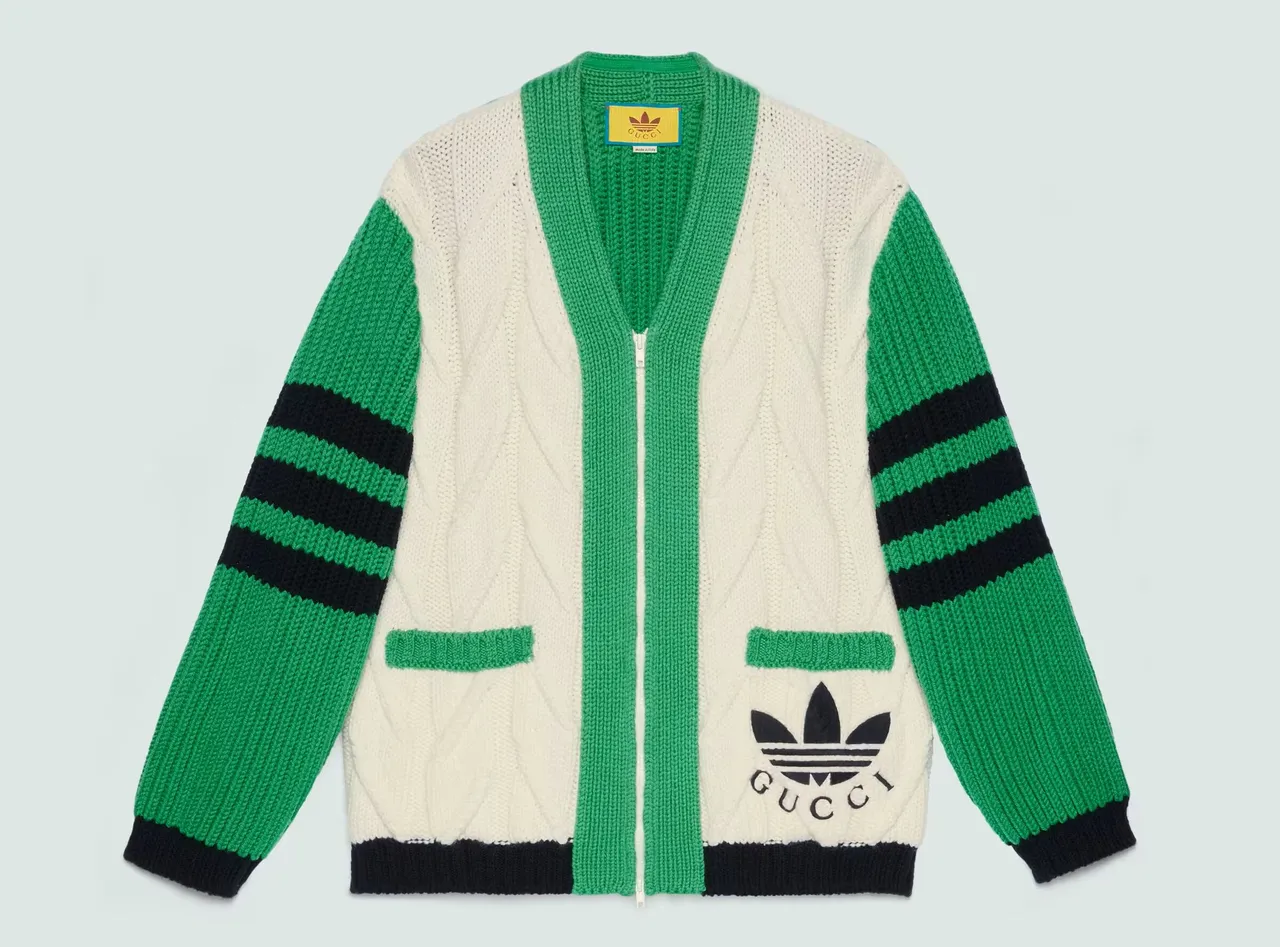 adidas x Gucci聯名系列混紡針織羊毛開襟衫,8萬8500元。品牌提供