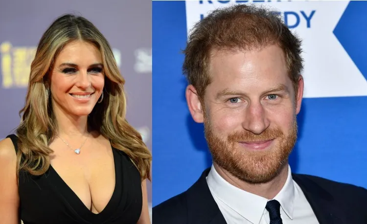 英國哈利王子（右，美聯社）在自傳中坦承，他的童貞是一位美麗大姊姊收走的。英國媒體倒推哈利成長史，推斷美魔女影星伊莉莎白赫莉（左，法新社）就是這位美麗大姊姊。