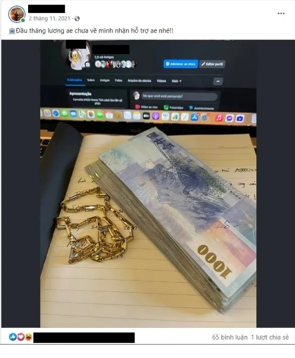 陳姓留學生販毒後的不法所得，還在臉書發文炫耀。翻攝畫面