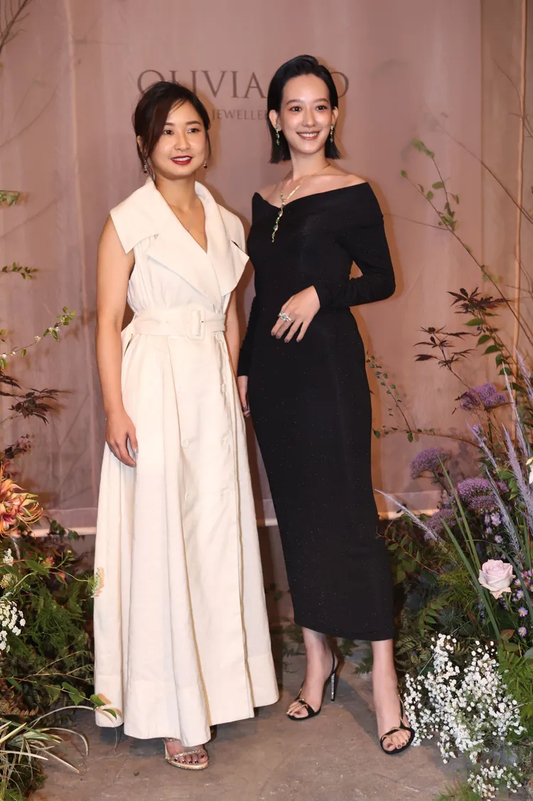 孟耿如（右）和OLIVIA YAO FINE JEWELLERY SALON品牌創辦人姚樹君。翁玉信攝