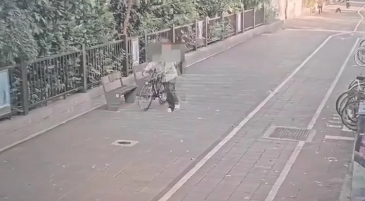 范男偷竊自行車。翻攝畫面