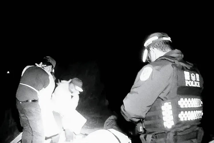 警消合力救援。大園警分局提供