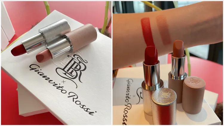 2款唇膏蕊芯為#紅毯高跟與#細跟柔粉，皆是以Gianvito Rossi的鞋跟配色為發想。張家玲攝