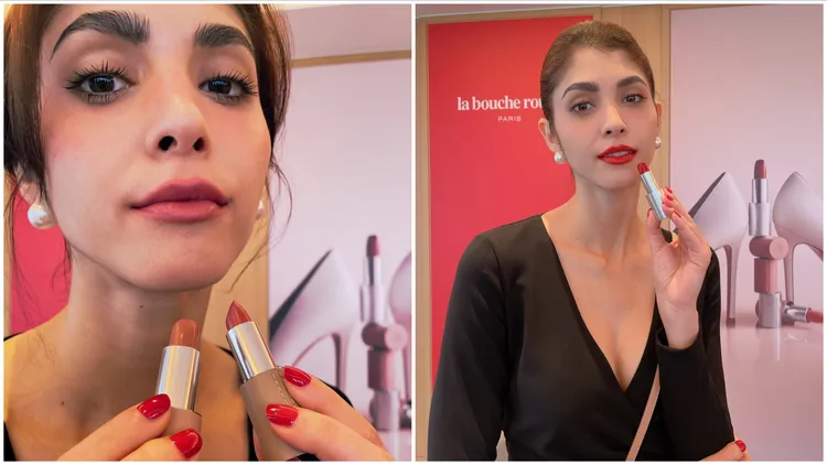 Model示範2款唇膏。張家玲攝