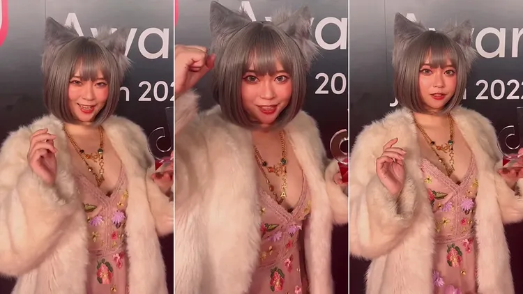 夏繪ココ在頒獎典禮上的樣貌讓網友吃驚。翻攝自夏繪ココTikTok