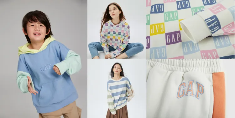 Gap女裝與Gap Kids加入拼接與跳色款式設計，增添俏皮可愛面貌。業者提供