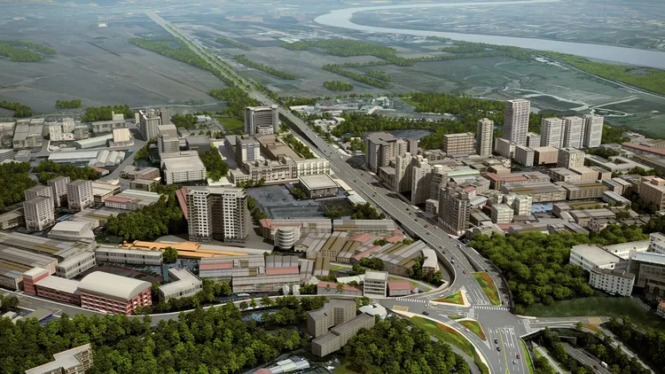 淡北道路終點端至台北市北投大度路完工模擬圖。新北市政府提供