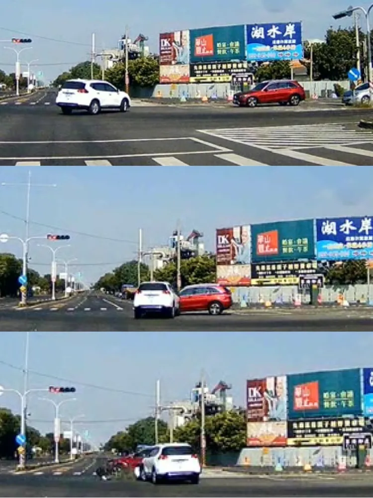 王姓婦人違規左轉肇事過程連續畫面。攝自《記者爆料網》