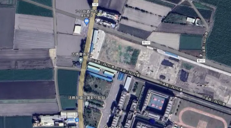 超商距彰化監獄不到百公尺。翻攝Google地圖
