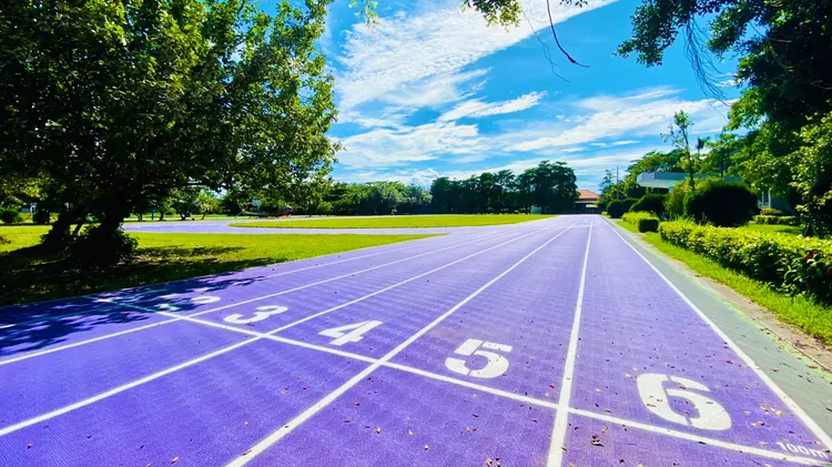 中芸國中還有一處高雄市獨一無二的「薰衣草跑道」。教育局提供