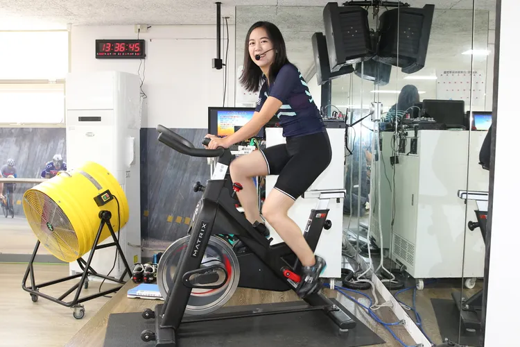 吳佩芸擁有專業飛輪教練證照，曾在南屯國民運動中心教課。張喆喜攝